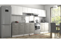 LUIGI II, kuchyňská linka 260 - 320cm, bílá / beton