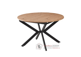ABERO 2, jídelní rozkládací stůl 120x120-160x75cm, černá / dub artisan