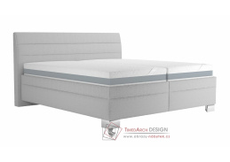 VERNON, čalouněná postel 160x200cm, látka světle šedá / matrace ASTERIA