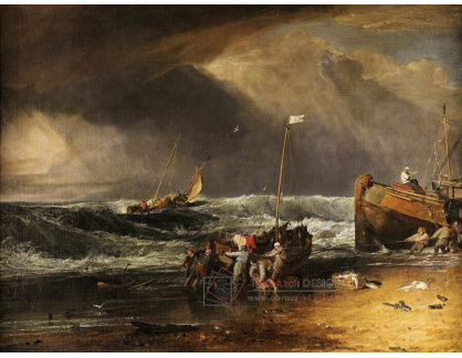 A-2039 Joseph Mallord William Turner - Rybáři táhnoucí loď na břeh