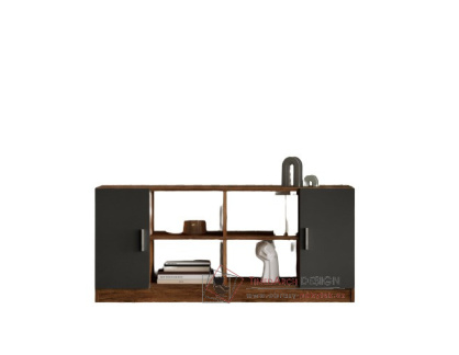 ZAPATA, komoda 2-dveřová s regálem, ořech / antracit