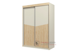 ASIM R2, šatní skříň s posuvnými dveřmi 150cm, dub / šedobéžová