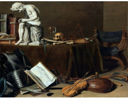 A-1506 Pieter Claesz - Zátiší s houslemi a lebkou