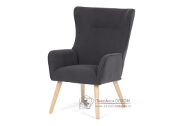 AK-314 GREY2, čalouněné křeslo - ušák, přírodní / látka šedá