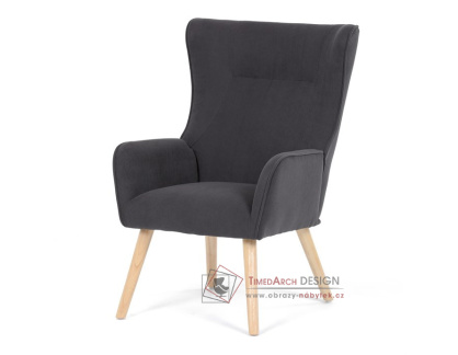 AK-314 GREY2, čalouněné křeslo - ušák, přírodní / látka šedá