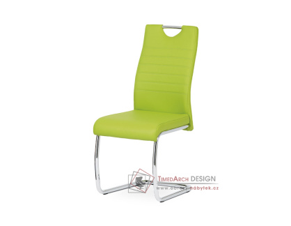 DCL-418 LIM, jídelní židle, chrom / ekokůže zelená