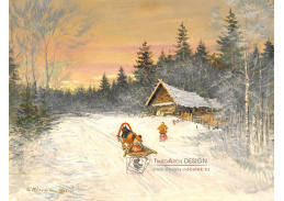 VR-447 Konstantin Korovin - Ruská vesnice v zimě