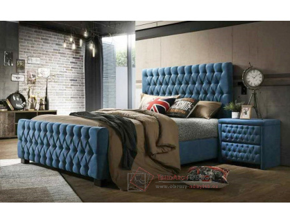 MEGA, čalouněná postel 180x200cm, látka modrá