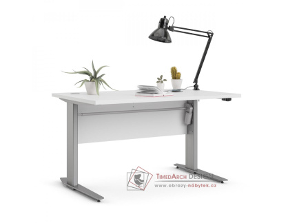 OFFICE 80400/382, výškově nastavitelný psací stůl, silver grey / bílá