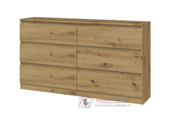 MALVÍNA M6, komoda se 6-ti zásuvkami 138-40cm, dub artisan