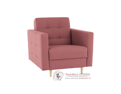 AMEDIA, čalouněné křeslo, látka Norn 52 starorůžová