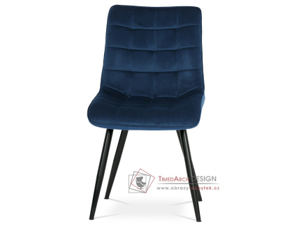CT-384 BLUE4, jídelní židle, černá / látka sametová modrá