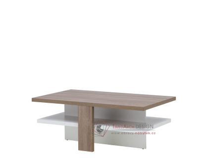 LIONEL LI 16, konferenční stolek 110x63cm, dub sonoma truflový / bílý lesk