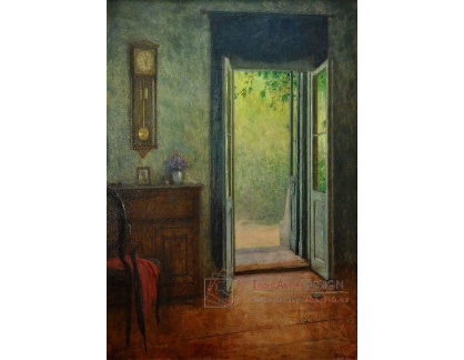 Jakub Schikaneder - Interiér s otevřenými dveřmi
