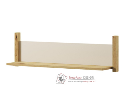 LIMERA, nástěnná police 90cm, dub artisan / béžová