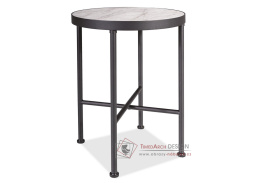 TALISMAN, konferenční stolek pr. 50cm, černá / bílý mramor/černá