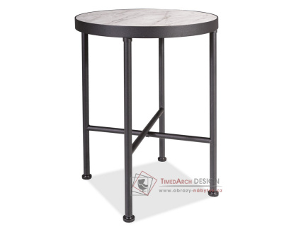 TALISMAN, konferenční stolek pr. 50cm, černá / bílý mramor/černá