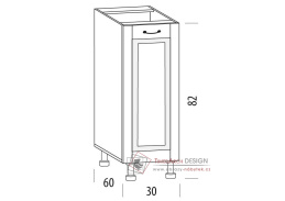 CHARLOTTA, dolní skříňka 1-dveřová 30H, výběr provedení