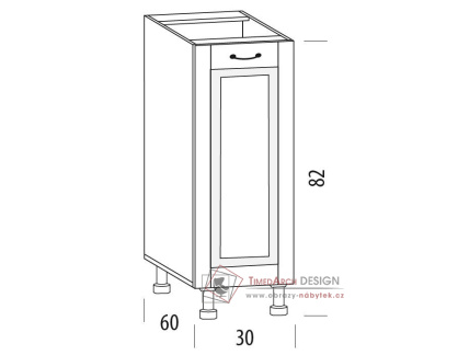 CHARLOTTA, dolní skříňka 1-dveřová 30H, výběr provedení
