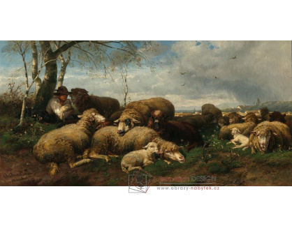 A-8793 Christian Friedrich Mali - Stádo ovcí před městem s pastýřem