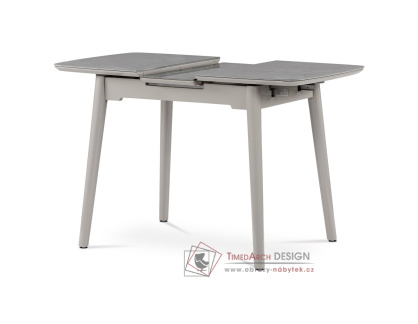 HT-400M GREY, jídelní stůl rozkládací 90+25x70cm, šedý lesk / keramika šedý mramor