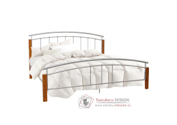 MIRELA, kovová postel 160x200cm, stříbrná / přírodní