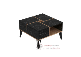 NIRVANA, konferenční stolek 71.8x71.8cm, černá / ořech / bílá
