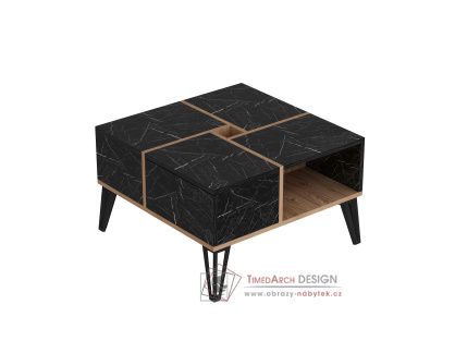 NIRVANA, konferenční stolek 71.8x71.8cm, černá / ořech / bílá