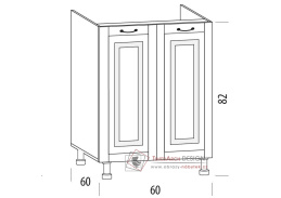 CHARLOTTA, dolní skříňka 2-dveřová 60HM dřezová, výběr provedení