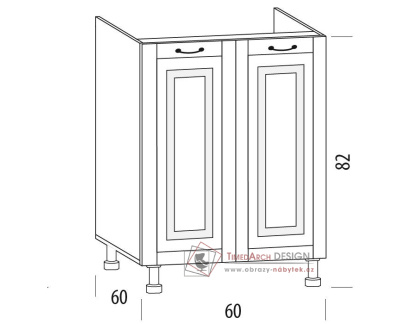 CHARLOTTA, dolní skříňka 2-dveřová 60HM dřezová, výběr provedení