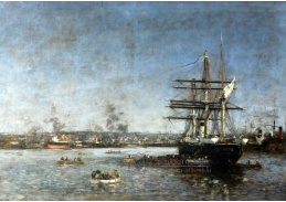 A-7355 Eugene Boudin - Ruská korveta v přístavu Le Havre 1887