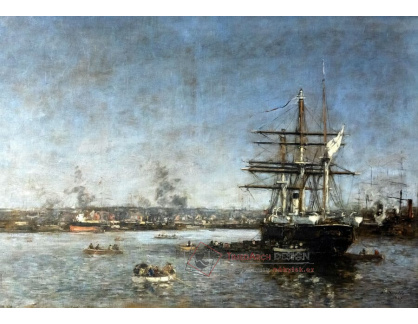 A-7355 Eugene Boudin - Ruská korveta v přístavu Le Havre 1887