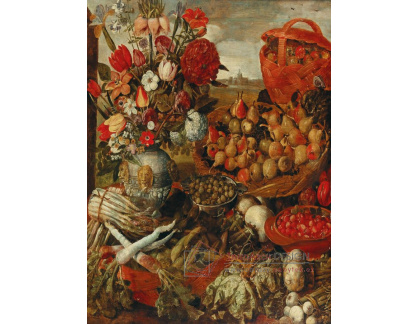 DDSO-4599 Georg Flegel - Zátiší s květinami, ovocem a zeleninou
