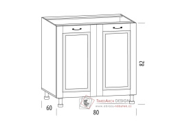 CHARLOTTA, dolní skříňka 2-dveřová 80H, výběr provedení