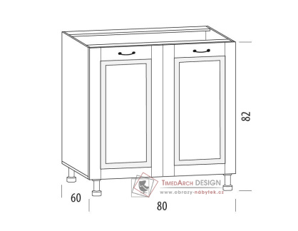 CHARLOTTA, dolní skříňka 2-dveřová 80H, výběr provedení