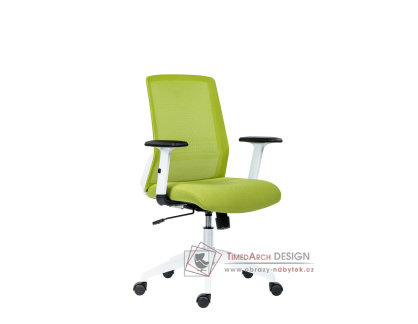 NOVELLO WHITE, kancelářská židle, látka + zelená