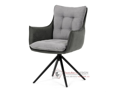 DCH-D1345 GREY2, jídelní otáčecí křeslo, černá / látka šedá