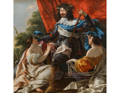 SO XII-497 Simon Vouet - Portrét Ludvíka XIII mezi postavami symbolizujícími Francii a Navarre
