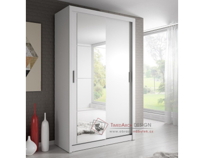 ARTI 06, šatní skříň s posuvnými dveřmi 120cm, bílá / zrcadla