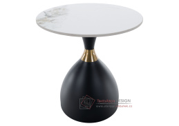 ODIS, konferenční stolek pr. 50cm, černá / zlatá / bílý mramor