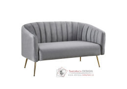 BAGY, designová pohovka - 2-křeslo, gold chrom zlatý / látka velvet šedá