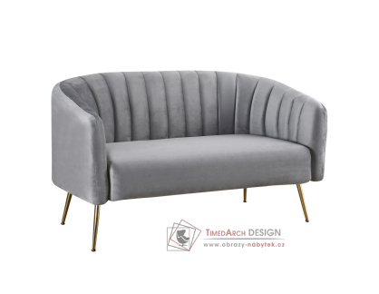 BAGY, designová pohovka - 2-křeslo, gold chrom zlatý / látka velvet šedá