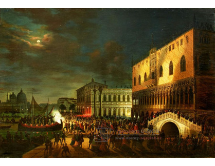 A-2126 Giovanni Grubas - Noční festival na Piazzettě v Benátkách