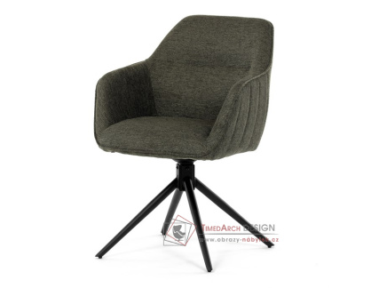 HC-536 GRN2, jídelní a konferenční otočné křeslo, černá / látka tmavě zelená