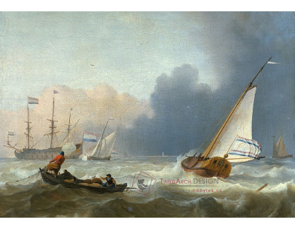 VL91 Ludolf Bakhuizen - Rozbouřené moře s holandskými jachtami pod plachtami