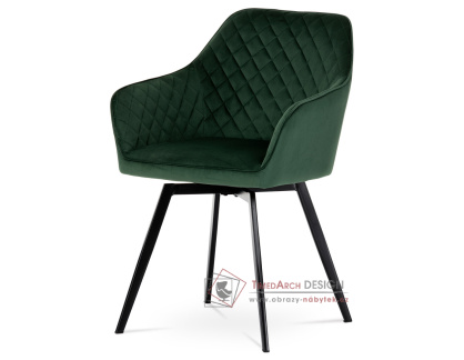DCH-425 GRN4, jídelní židle, černý lak / látka smaragdově zelený samet