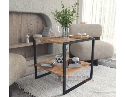 DUREN, konferenční stolek 50x50cm, černá / borovice