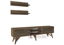 ERDEK, televizní stolek 2-dveřový s poličkami, ořech