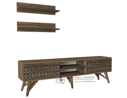 ERDEK, televizní stolek 2-dveřový s poličkami, ořech