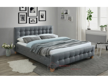 BARCELONA, čalouněná postel 160x200cm, látka šedá